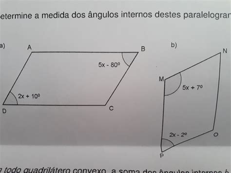 em um paralelogramo as medidas de dois ângulos internos consecutivos